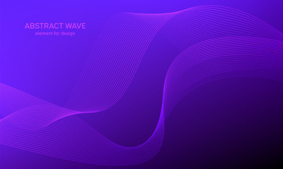 Abstract wave element for design. Digital frequency track equalizer. Stylized line art background. Colorful shiny wave with lines created using blend tool. Curved wavy line, smooth stripe Vector