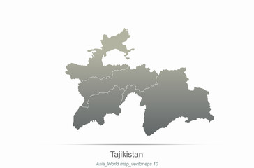 tajikistan map. asia countries map. map of asian country.
