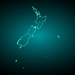 Map of New Zealand. Wire frame 3D mesh polygonal network line, design sphere, dot and structure. communications map of New Zealand. Vector Illustration EPS10. 