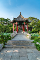 Ancient architectural landscape of Daming Lake Park in Jinan..
