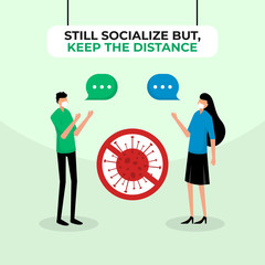 people keeping distance for risk of infection and disease. Prevention measures concept. keep in communication but safety first. Social or Physical Distancing. Corona