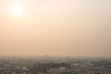 Smog city from PM 2.5 dust. Bangkok,Thailand