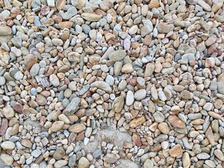 Background texture of pebbles rock, various many size and colorful