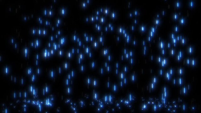 Glowing Blue Rain Floor Background Loop