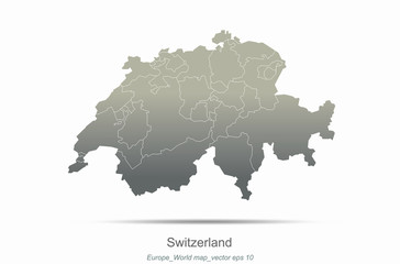 switzerland map. europe map. european countries vector map with gray gradient.. 