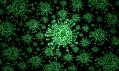 Concept design of microscopic virus corona by 3d render