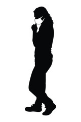 woman with mask silhouette vector