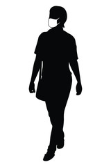 woman with mask silhouette vector