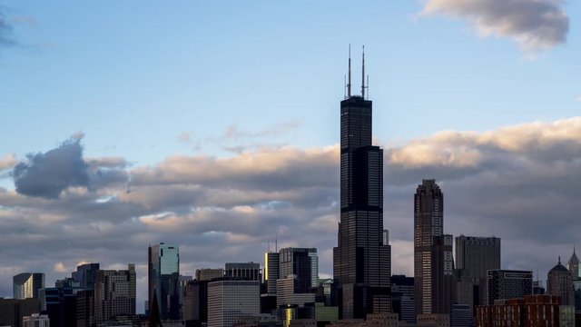 Downtown Chicago Skyline Dramatic Time Lapse