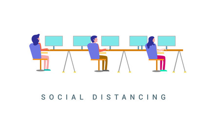 Groups of people working, Social Distance Concepts