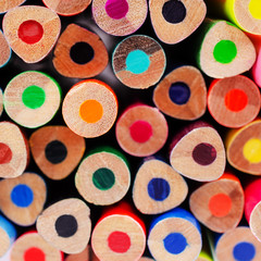 Background wooden colored pencils.