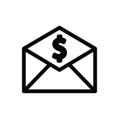 Envelope mail icon , inbox reading text message , template logo design vector illustration , isolate outline solid background white