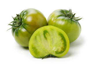 fresh green tomato isolated on white background