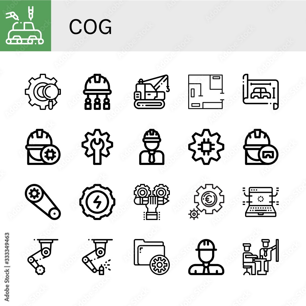 Poster cog simple icons set