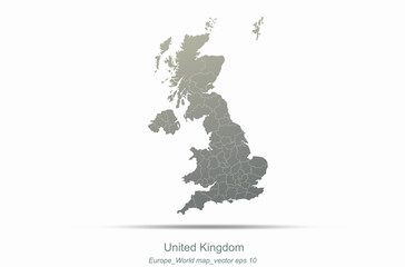 united kingdom map. england map. european map. europe countries vector map.