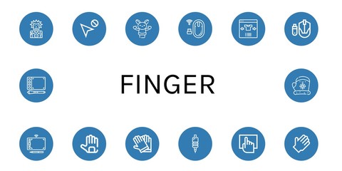 finger simple icons set