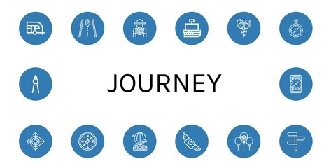 journey simple icons set