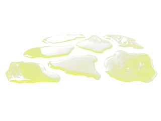Water on white background. Spilled water puddle isolated on white background. Texture of spilled water.