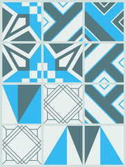 Tile background with blue and grey geometric mosaic pattern