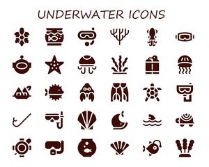 Modern Simple Set of underwater Vector filled Icons