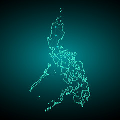 Map of Philippines. Wire frame 3D mesh polygonal network line, design sphere, dot and structure. communications map of Philippines. Vector Illustration EPS10. 