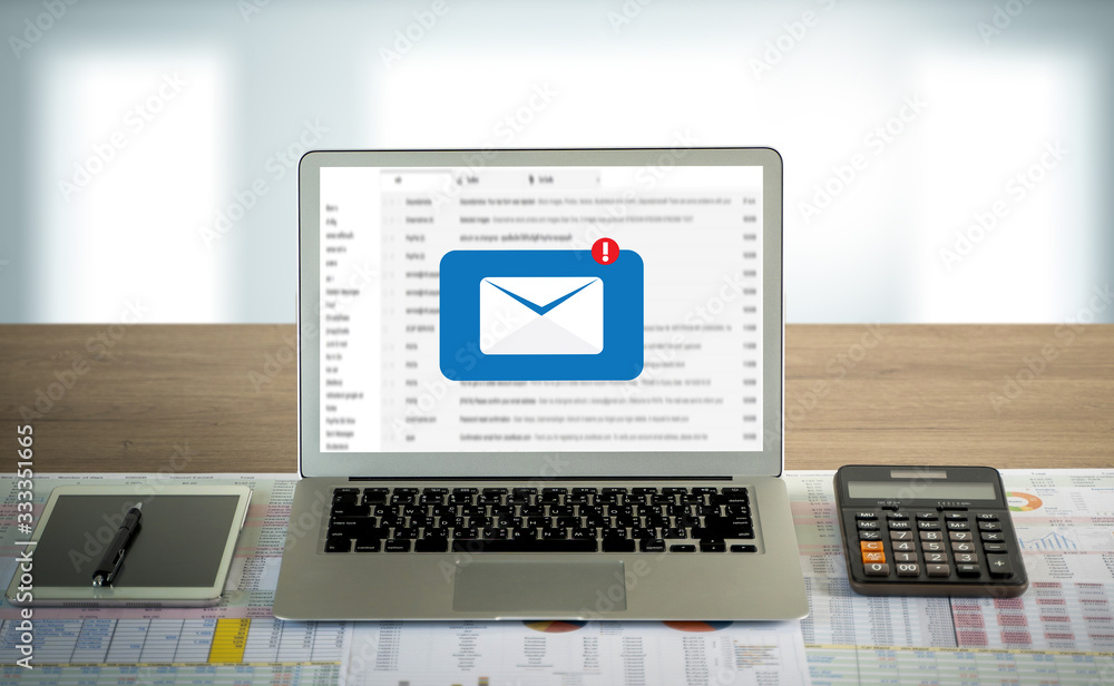 Fototapete mail communication connection message to mailing contacts phone global letters concept computer brow