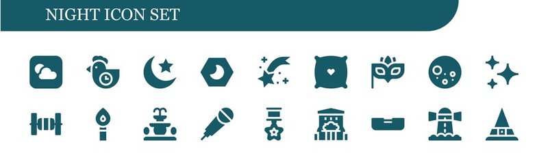 Modern Simple Set of night Vector filled Icons