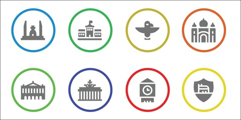 Modern Simple Set of monument Vector filled Icons