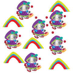 Naklejka premium seamless doll and rainbow vector design