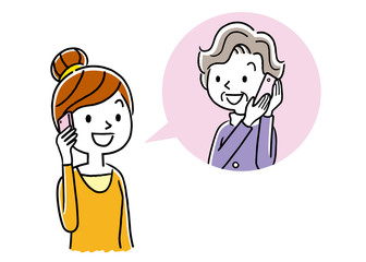 Young woman calling a senior woman