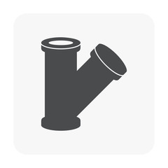 Obraz premium pipe connector icon. Technical vector illustration for pipeline engineering, plumbing installation, water utilities, oil and gas transport, industrial maintenance, equipment manuals and system.