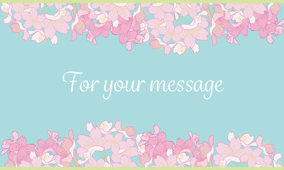Fototapeta na wymiar 春の桜のかわいいバナー・サイト・ハガキに使えるメッセージカードcherry blossom flower background and place for your text 