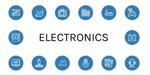 electronics simple icons set