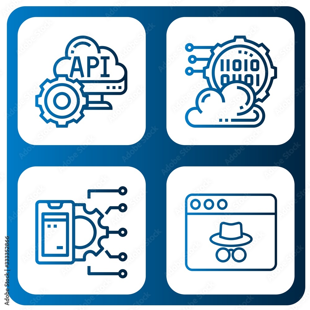 Poster programming simple icons set