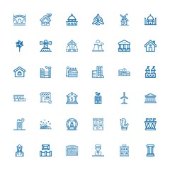 Editable 36 building icons for web and mobile
