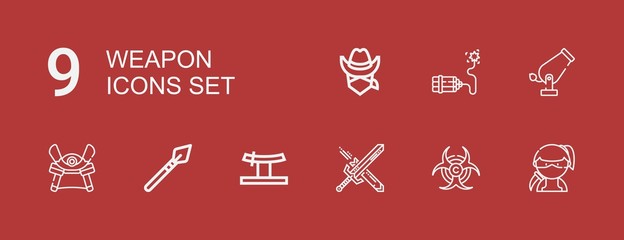 Editable 9 weapon icons for web and mobile