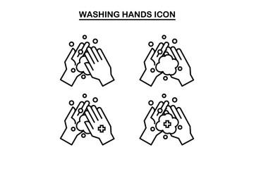 Washing hands icon set, clear of the corona virus.