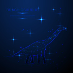 Abstract Brontosaurus in the space, low poly style design
