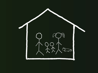 Stay at home quarantine message concept chalk sketch on blackboard illustration vector