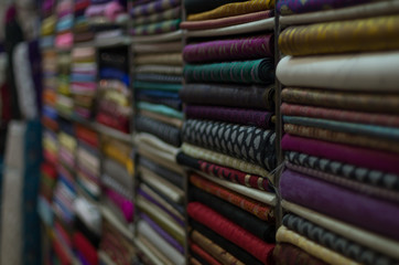 colorful fabrics at the market