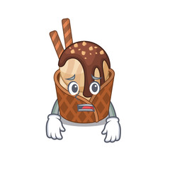 Cartoon picture of coffee ice cream showing anxious face