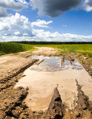 deep ruts on the sandy road