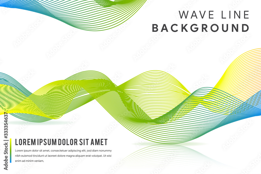 Poster flowing graceful color wave. abstract vector background. design element. brochure template. wave lin