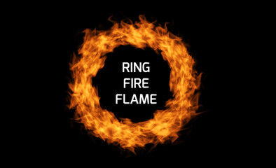 Fire Ring, Ring of fire in black background Fire circle realistic . Ring of fire flame. Round fiery...