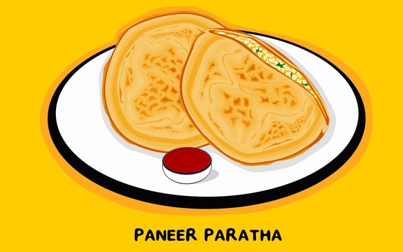 Paneer Paratha Indian Street Food Vector