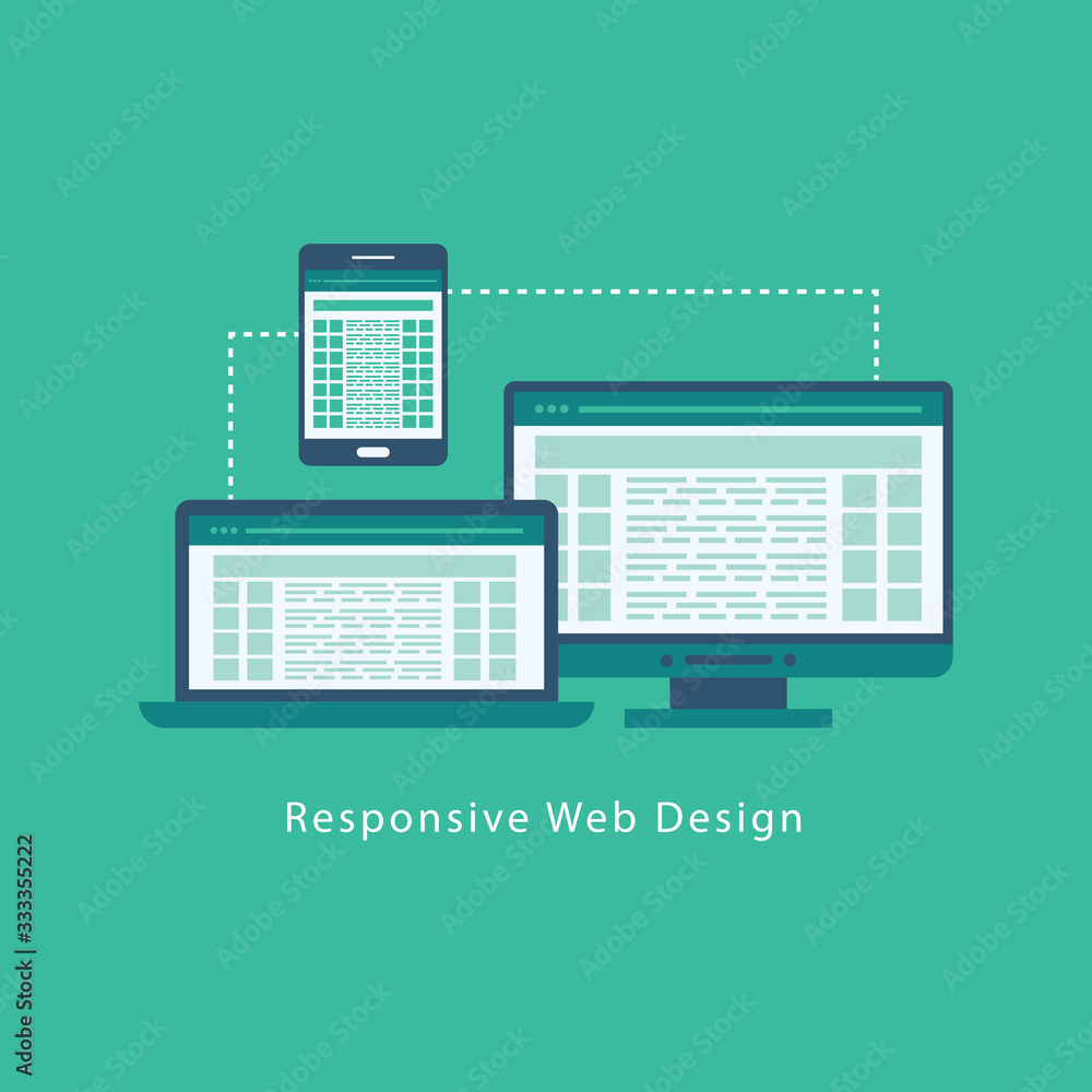Poster responsive web design in modern flat vector style concept