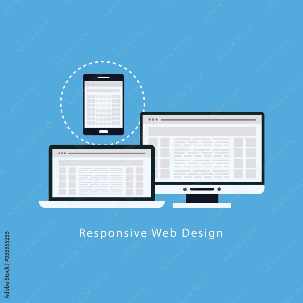 Poster responsive web design in modern flat vector style concept