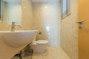 white toilet clean and simple bathroom