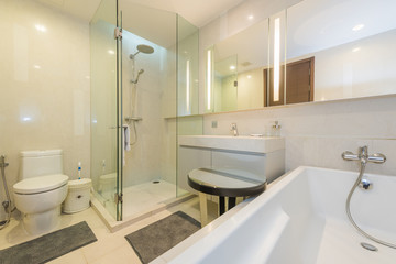 white toilet clean and simple bathroom