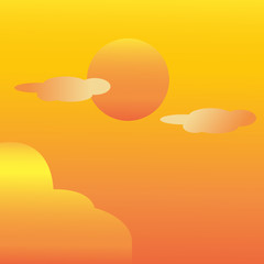 sun and clouds, sunset illustration